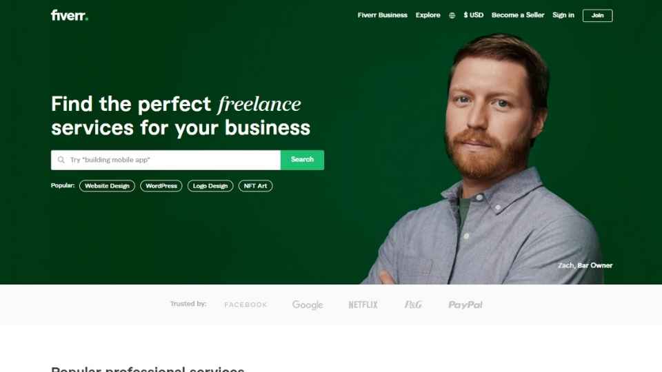 Fiverr Homepage ফাইভার হোমপেজের স্কিশট